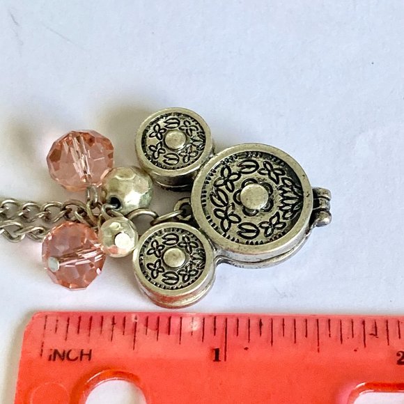 Vintage Disney Hidden Mickey Mouse Ears Locket Necklace Silver Tone Pink 30" - Picture 14 of 14